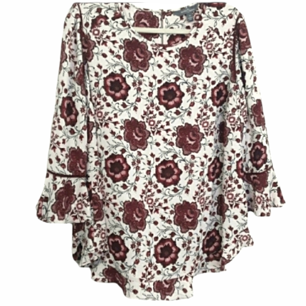 Market & Spruce Floral Bell Sleeve Top Sz 1X